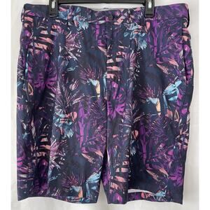 Walter Hagen Shorts Perfect 11 Purple Tropical Golf Shorts Men’s Size 38 EUC